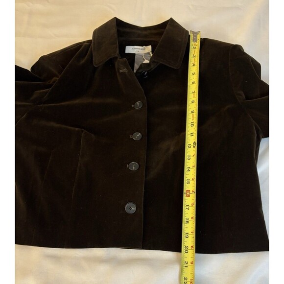 COMMENSE Velvet Lapel Short Blazer Women XL Chocolate Brown Crop Button Jacket - Picture 16 of 16